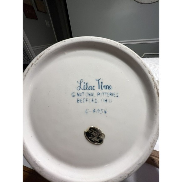 Vtg National Potteries LILAC TIME Bedford Ohio Juicer Pitcher & 5 Juice Glasses - Picture 11 of 16